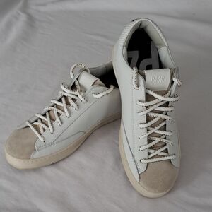 P448 John Dune Sneaker. Womans Size 39. White & Beige. Distressed Rubber Sole